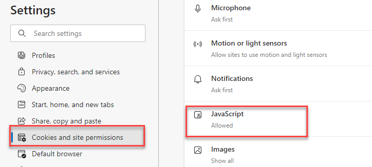 Figure 3 - Enable JavaScript
